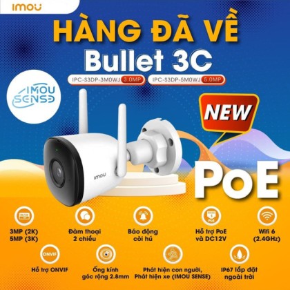 Camera IP Wifi IMOU Bullet 3C IPC-S3DP-5M0WJ 5MP3K