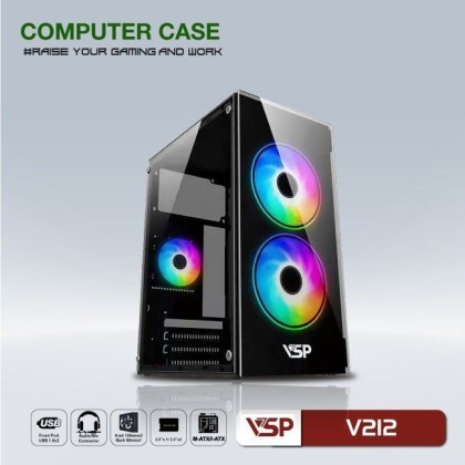 Case Vsp v212 black 270x168x350mm hong mặt trước kính cường lực, phần dưới 1x80mm